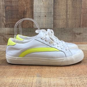 Madewell White Yellow Leather Sidewalk Low Top Sneakers Womens 8M Mens 6.5